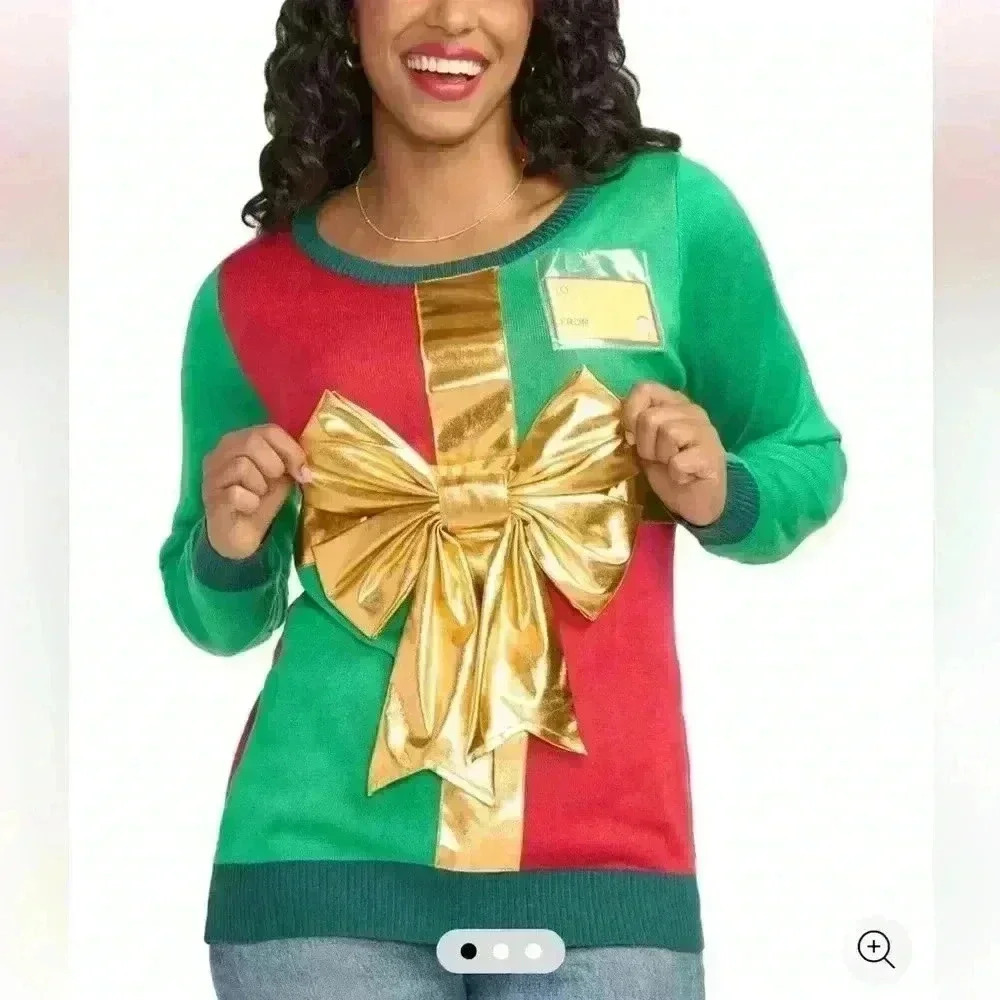 TIPSY ELVES WOMEN'S CHRISTMAS PRESENT UGLY CHRISTMAS SWEATER SIZE Large